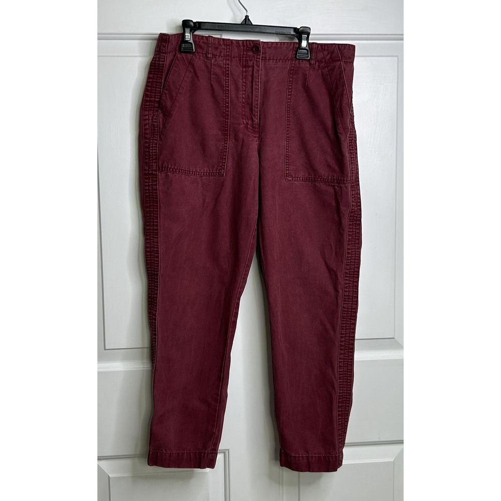 Talbots Slim Fit Cargo Pants Womans 8P Petite Washed* Burgundy Cropped Ankle